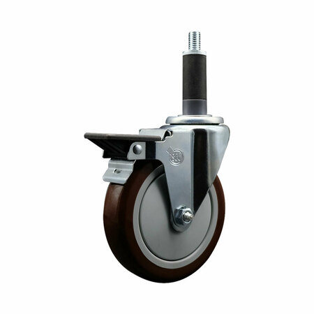 SERVICE CASTER 5'' Maroon Poly Swivel 1'' Expanding Stem Caster with Brake SCC-EX20S514-PPUB-MRN-PLB-1